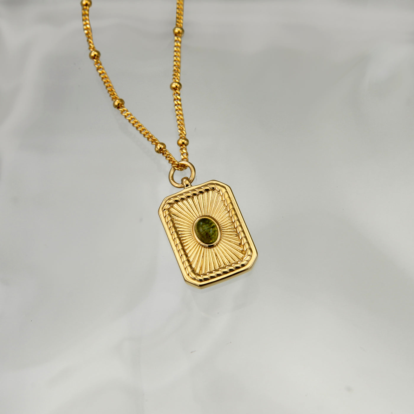 October Green Tourmaline Birthstone Necklace in Gold