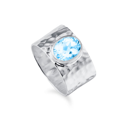 Image of Blue Topaz Silver Serenity Ring